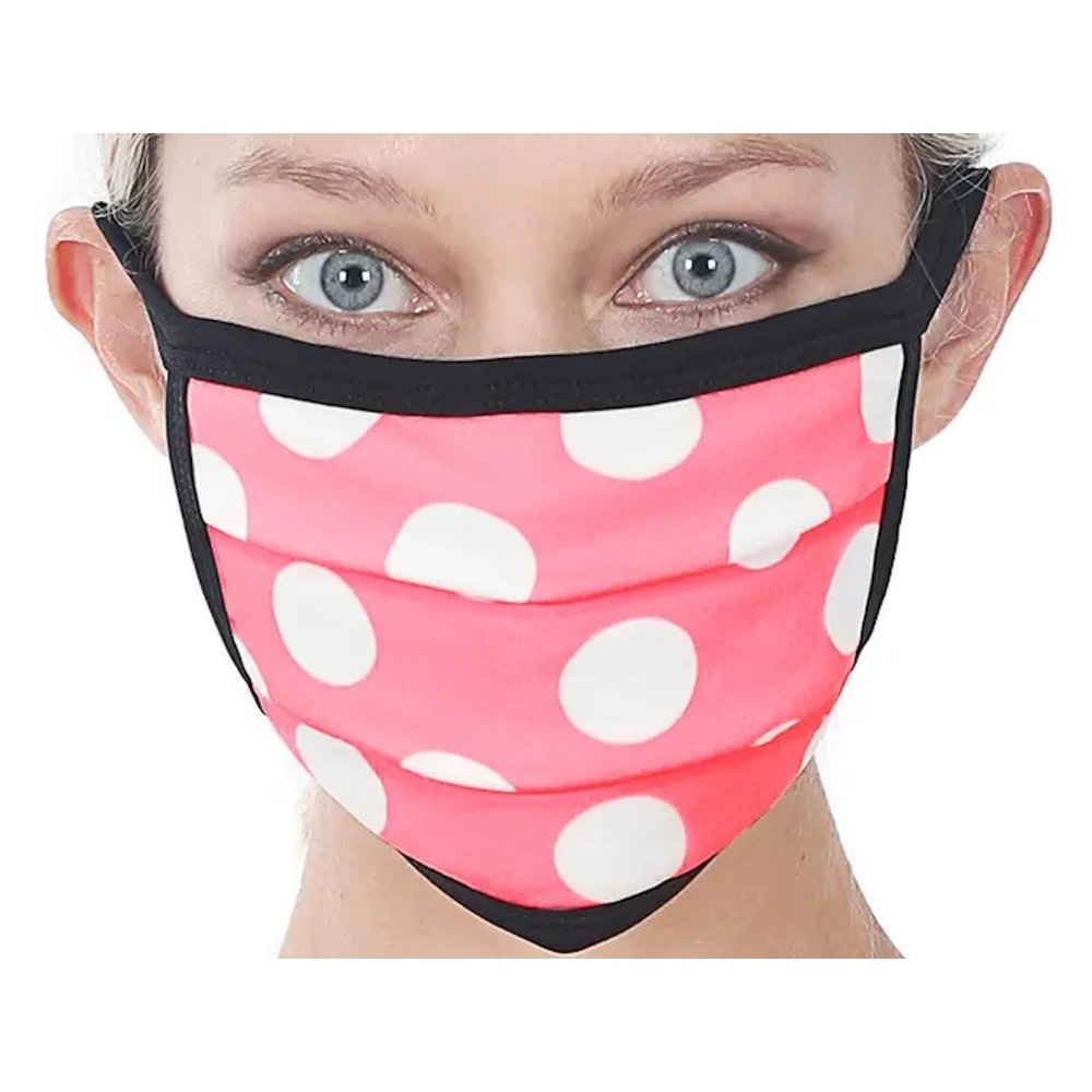 Light Pink Face Mask with White Polka Dots